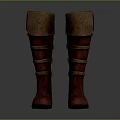 Stylish Red Leather Long Boots With Brown Cuffs And Yellow Straps Design