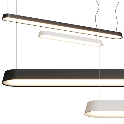 Modern Long Strip Pendant Lights With Black White Design And LED Illumination Hanging 3d model