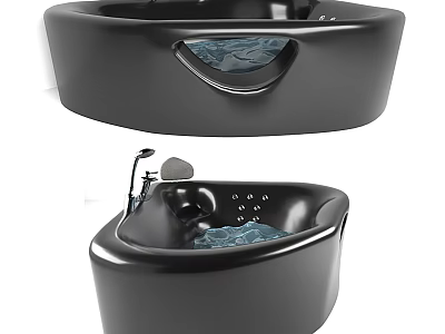 Elegant Modern Black Freestanding Bathtub With Sleek Design And Water Jets 3d model