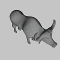 Gray Water Buffalo With Large Curved Horns Standing On Plain Background 3d model
