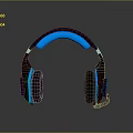 Modern Gray And Blue Computer Headphones With Microphone Gaming Design 3d model