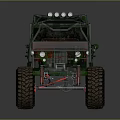 Green Off Road Jeep With Large Tires Roof Lights Red Seats And Camouflage Design