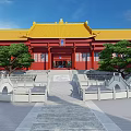 Ancient Chinese Architecture With Yellow Tiled Roofs Red Walls And Courtyard Layout