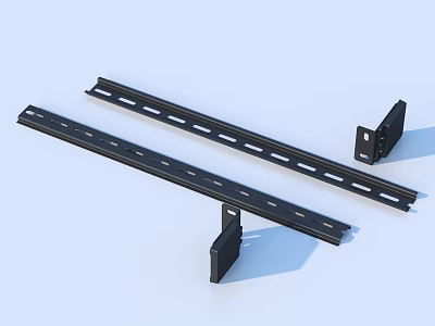 Black Metal Mounting Bars With Holes And L Shaped Brackets For Home Use 3d model