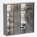 Modern Wardrobe Design with Glass Doors Lit Interior Organized Clothing and Storage