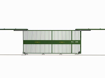 Green Metal Sliding Gate With Slatted Design For Security And Access 3d model