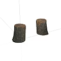 Natural Wooden Tree Stumps With Smooth Cut Surfaces And Bark Texture