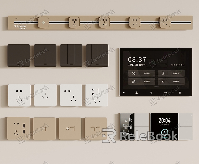 Socket moving rail socket switch panel visual panel model