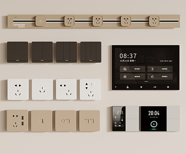 Socket moving rail socket switch panel visual panel 3d model