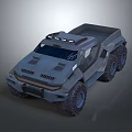 Military Armored Truck With Six Wheels Open Cargo Bed And Roof Lights