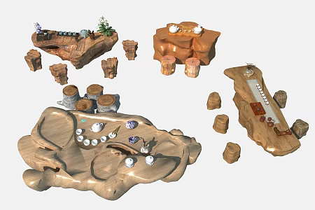 Chinese root carving tea sea root carving tea table 3d model
