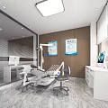 Modern Dental Clinic Interior Design With Dental Chair Medical Equipment And Wooden Walls White Furniture