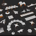 Modern Tensile Membrane Structures With Various Architectural Designs And Support Frames 3d model