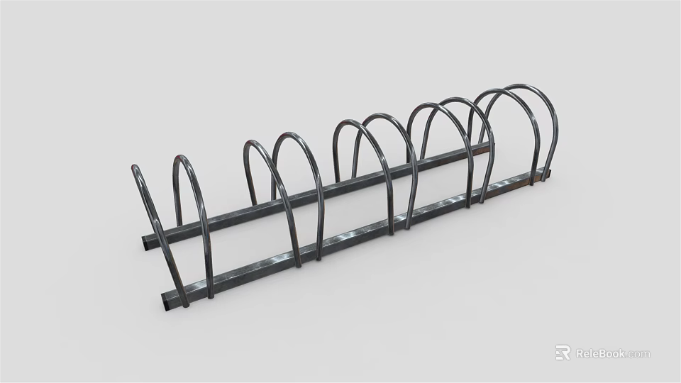 Commercial Bicycle Rack Equipment With Metal Curved Design For Businesses 3d model 