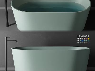 Modern Light Green Freestanding Bathtub With Black Faucet And Multiple Color Options 3d model