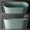 Modern Light Green Freestanding Bathtub With Black Faucet And Multiple Color Options