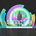 SUNAC Creative Trend Photo Check-in Spot With Colorful Circular Backdrop And Stylish Person Standing