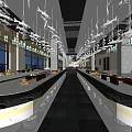 Chinese Style Hotpot Restaurant Interior With Red Decorations Front Desk And Black Walls