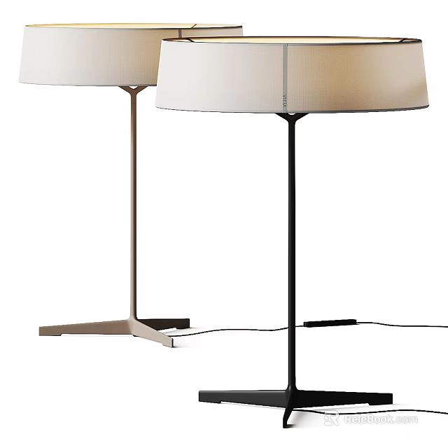 Modern Simple Design Table Lamps With Fabric Shade And Black Beige Base 3d model 