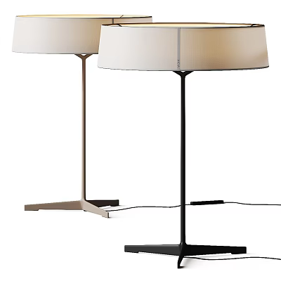 Modern Simple Design Table Lamps With Fabric Shade And Black Beige Base 3d model