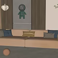 modern double sofa chaise longue 3d model