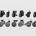 Assorted Black Caster Wheels With Different Designs For Furniture Applications 3d model