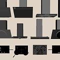 Range hood gas stove range hood top suction side suction 3d model