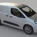 Silver Compact Cargo Van Exterior Featuring Roof Rack And Windows 3d model