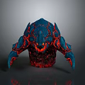 Mysterious Blue Monster Character With Red Glowing Patterns Sharp Claws And Lava Like Base Design