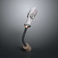 Steampunk Style Weapon with Wooden Grip Metal Components and Flexible Hose Structure