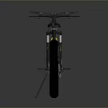 Black Sandman Bicycle with Yellow Stripes and Large Tires on Gray Background