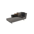 Modern Light Gray Chaise Lounge With Orange Gray Navy Cushions Throw Blanket And Black Legs