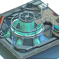 Advanced Research Laboratory With Central Circular Reactor Control Panels and Computer Stations