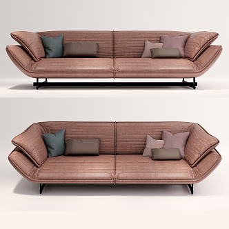 modern double sofa multiplayer sofa 3d model