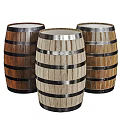 Decorative Barrel Decor Set with Wooden Staves and Metal Hoops Three Assorted Color Barrels