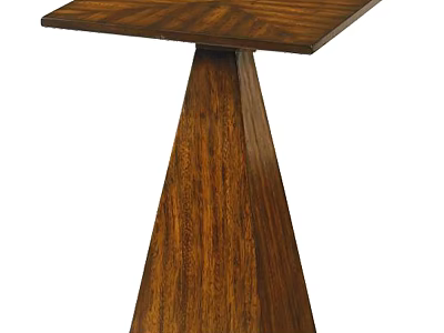 Wooden Side Table With Patterned Top And Tapered Solid Wood Base 3d model