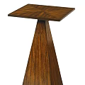 Wooden Side Table With Patterned Top And Tapered Solid Wood Base