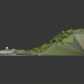 Scenic Landscape With Green Terraces Winding Path Rocky Coastline And Water Areas