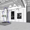 Art Gallery Interior With Sculpture And Wall Paintings On