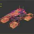 Green Armored Military Vehicle With Cannon Antenna Tracked Chassis And Yellow Markings