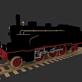 Classic Black Steam Train Model With Red Wheels On Wooden Tracks