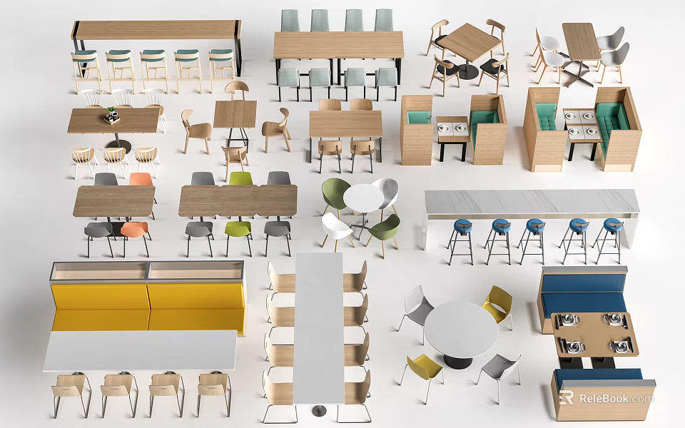 Various Modern Dining Table Designs With Matching Chairs And Different Styles 3d model