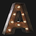 Vintage Alphabet Shaped Decorative Lights With Bulb Accents And Complete Letter Collection