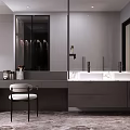Modern Bathroom Interior With Double Vanity Marble Countertop And Storage Cabinets 3d model
