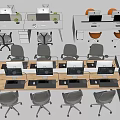 Modern Office Workspace Featuring Multiple Desks Computers And Ergonomic Office Chairs 3d model