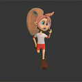 Cute 3D Elf Like Character with Large Tail Running in Red White Outfit