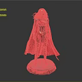 Female Superhero Statue With Green Blue Top Red Cape Boots Gold Details And Black Base