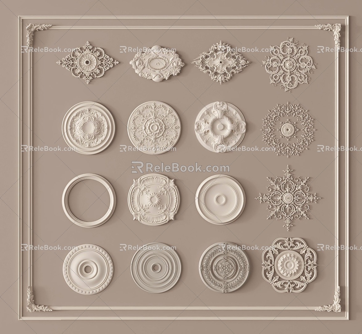 Modern carved plaster line 3d model