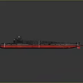 Sleek Black And Red Submarine Watercraft With Conning Tower And Antennas