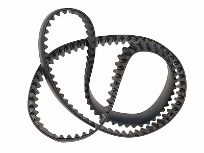 Durable Black Toothed Timing Belts For Industrial Mechanical Drive Systems 3d model